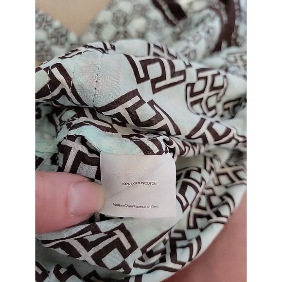 Tory Burch Women’s Blue & Brown Trim Boho Logo Print Long Sleeve Tunic 8 - Picture 10 of 12